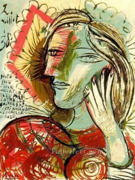 Cabeza de una joven con un poema 1938 Pablo Picasso Pinturas al óleo